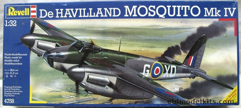 Revell 1/32 DeHavilland Mosquito Mk IV Bomber USAAF or RAF, 4758 plastic model kit